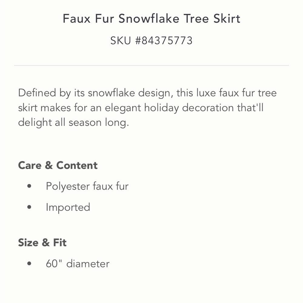 Faux Fur Snowflake Tree skirt - Picture 4 of 7
